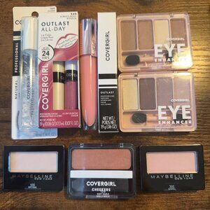 Women's Lot of 9 Full Size New Makeup Products Covergirl, Maybelline & L'oreal